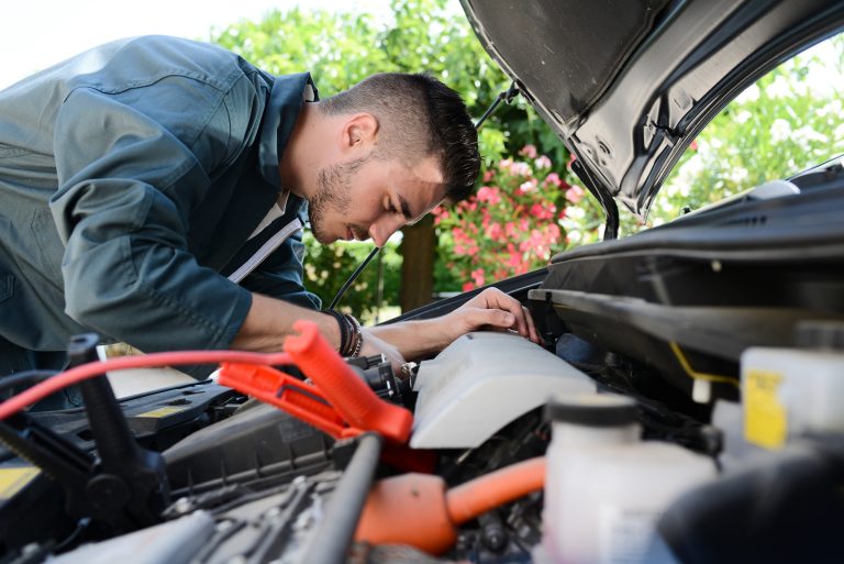 Mechanic checking the engine bay