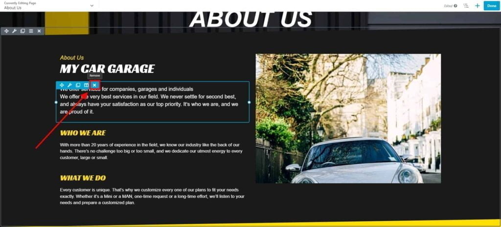 Modules - How to Edit, Move, Duplicate & Delete 6 About Us My Car Garage 11 1024X465 1