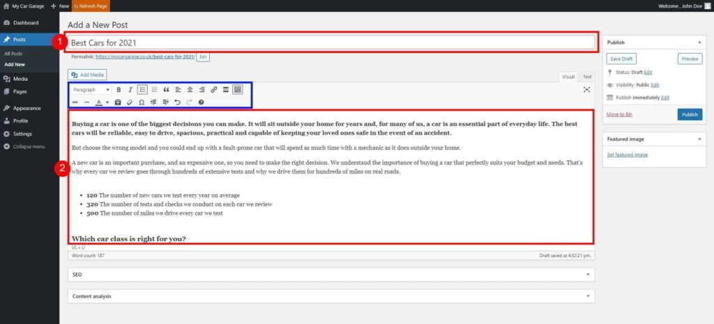 Add A New Post ‹ My Car Garage — Wordpress 1024X465 2