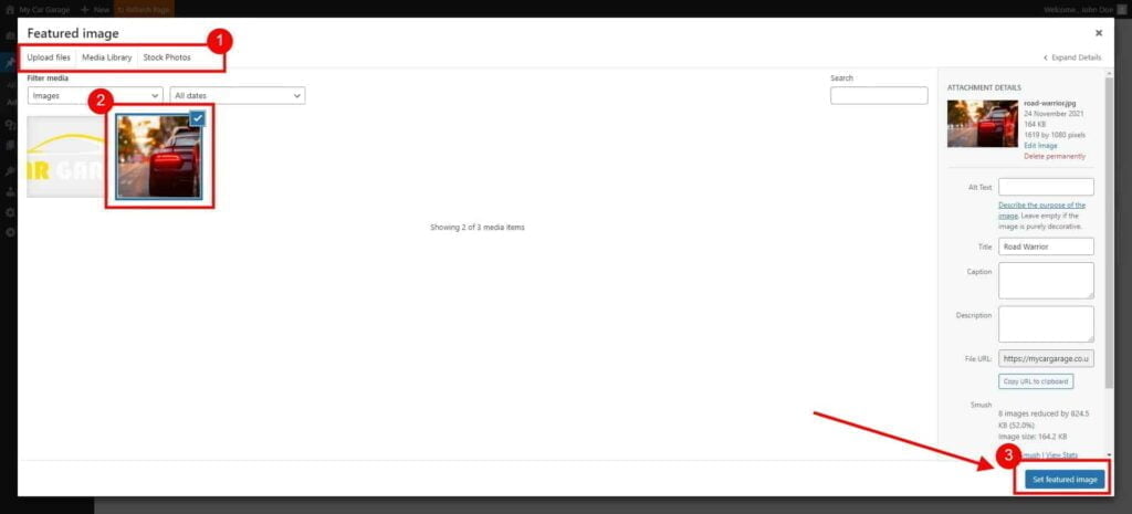 Posts - How to Create a New Post 4 Add A New Post ‹ My Car Garage — Wordpress 3 1024X465 1