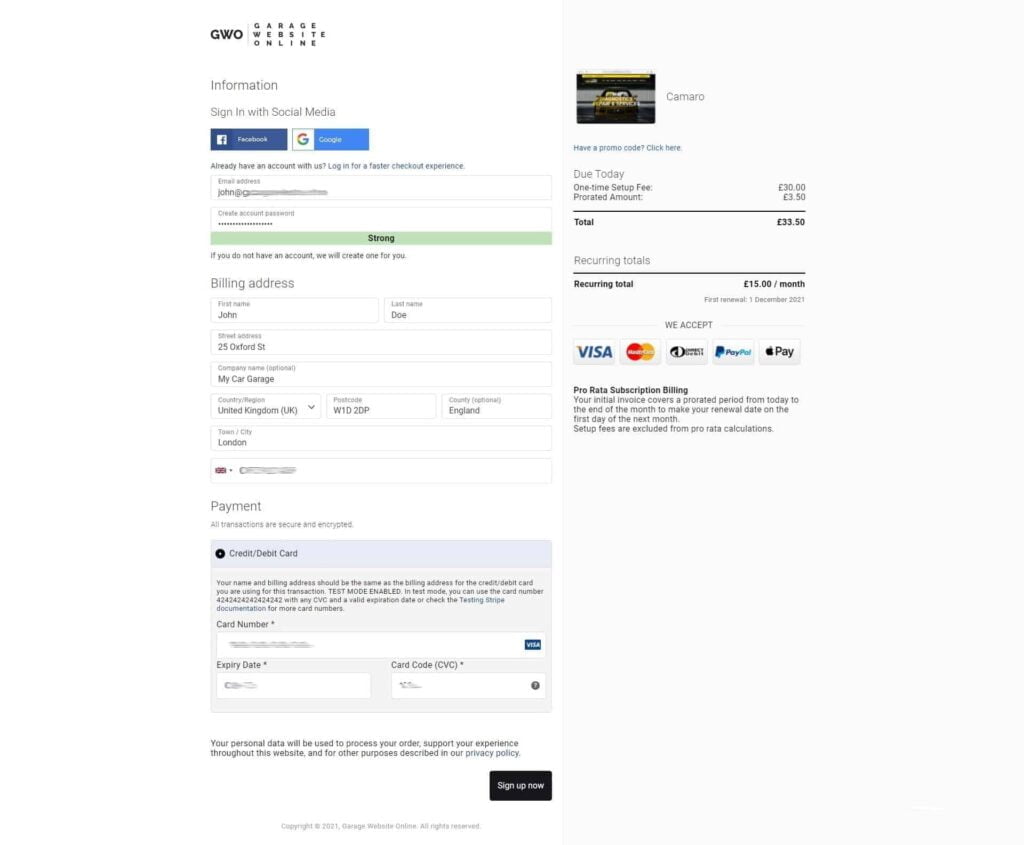 Signing Up for a Garage Website Online Account 2 Checkout – Garage Website Online 1024X845 1