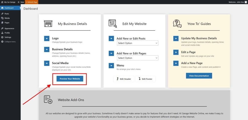 Dashboard ‹ My Car Garage — Wordpress 3 1024X495 4