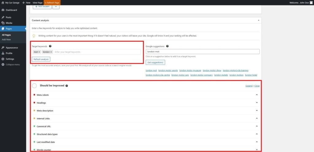 Guide: Search Engine Optimization (SEO) 5 Edit Page ‹ My Car Garage — Wordpress 9 1024X495 1