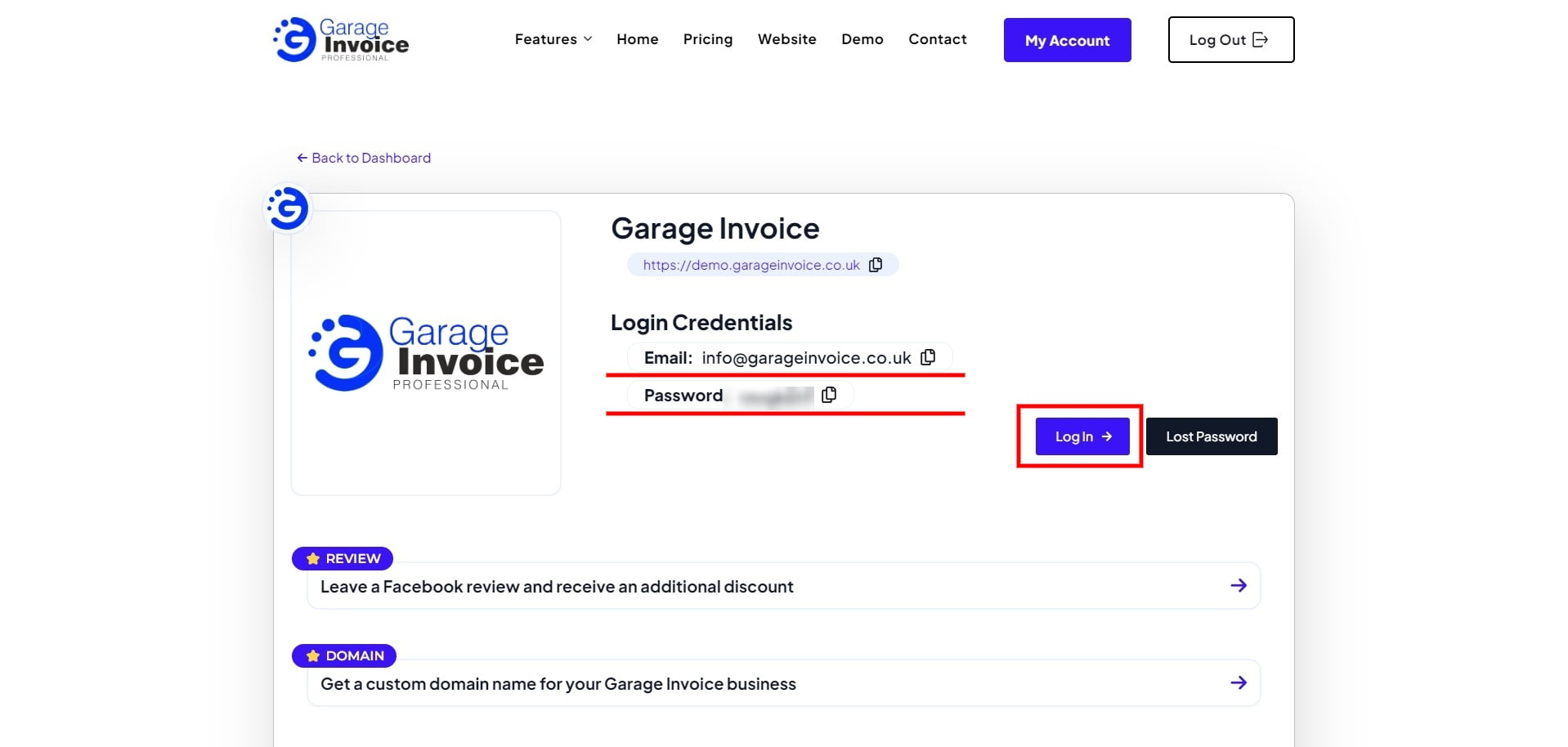 Garage Invoice Log In To Gi App