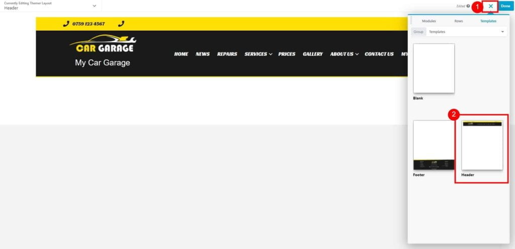 Editing a Site Header (Content & Design) 4 Header – My Car Garage 1024X495 1