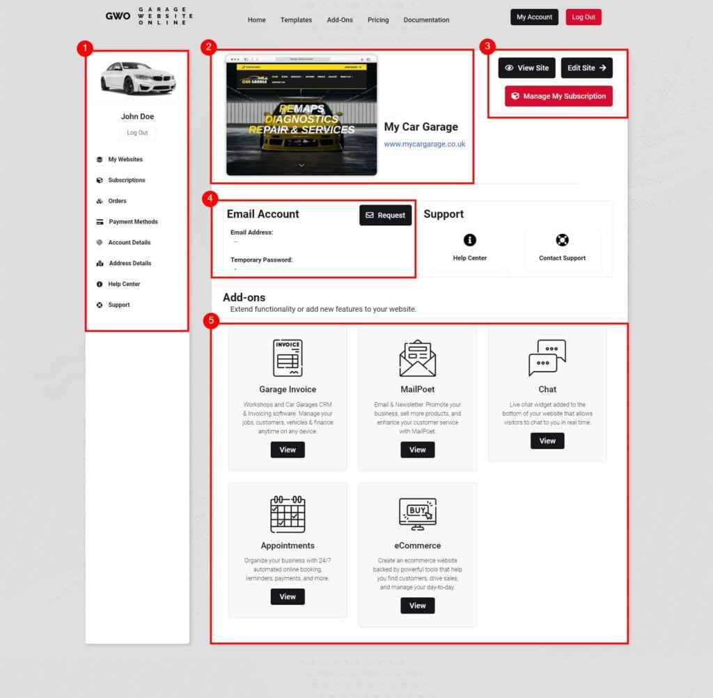 My Website Dashboard 2 My Car Garage – Garage Website Online 1024X1003 1
