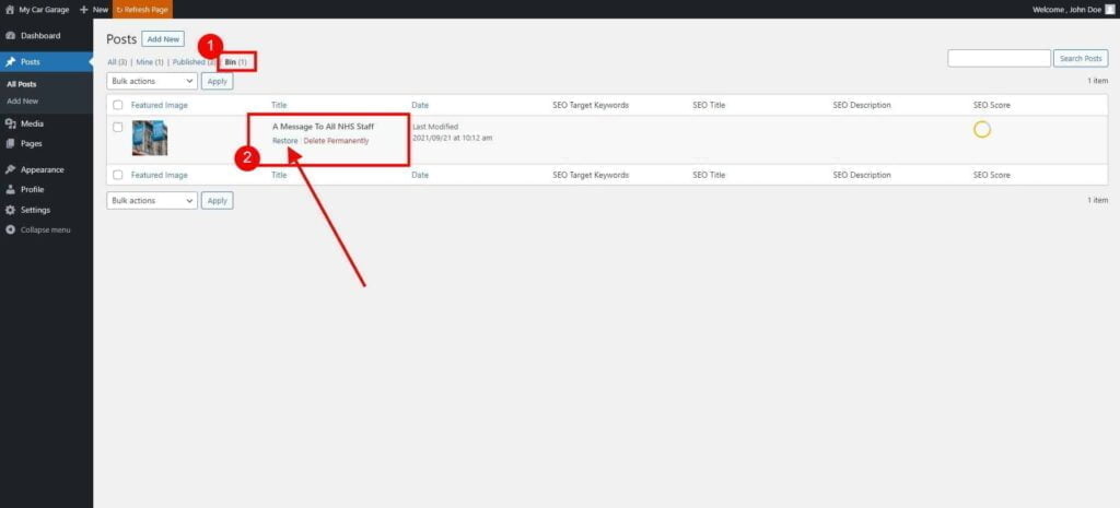 Posts – How to Delete Post 2 Posts ‹ My Car Garage — Wordpress 2 1024X465 1