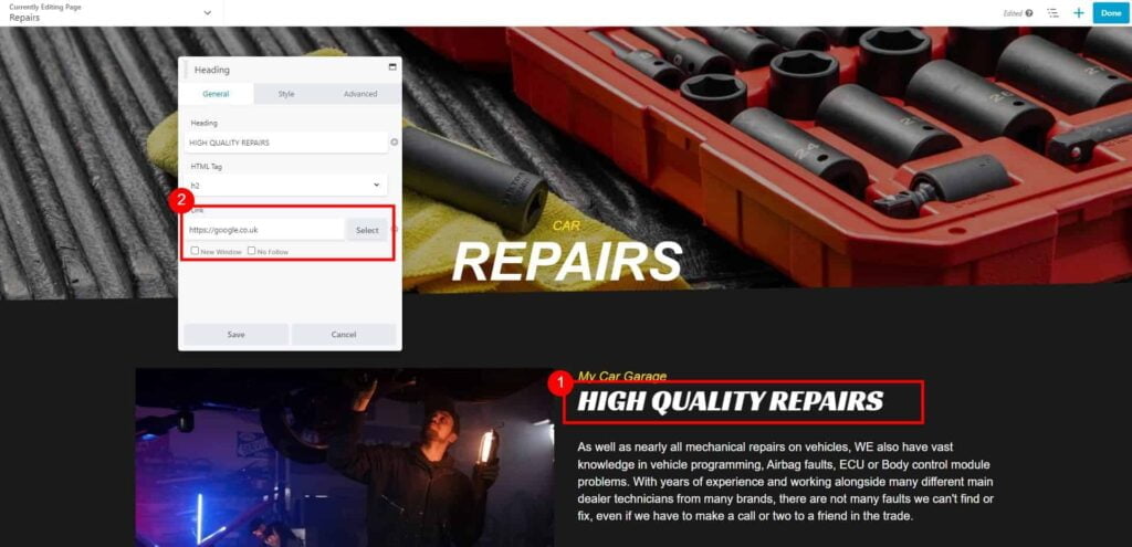 How do I create links on my website? 3 Repairs My Car Garage 7 1024X495 1