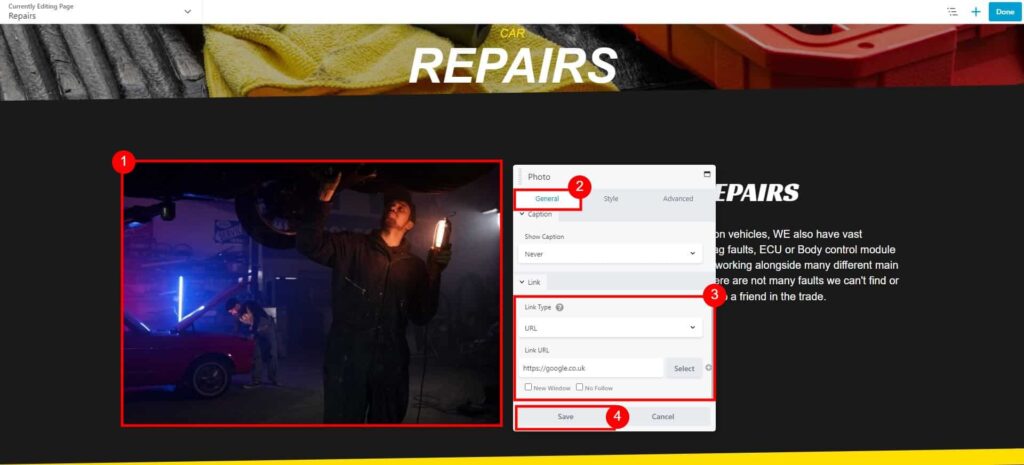 How do I create links on my website? 7 Repairs My Car Garage 8 1024X465 1
