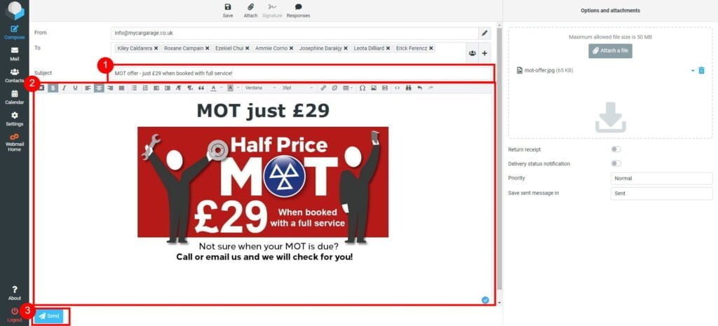 Send Email to Selected Contacts 6 Roundcube Webmail Compose 5 1024X465 1