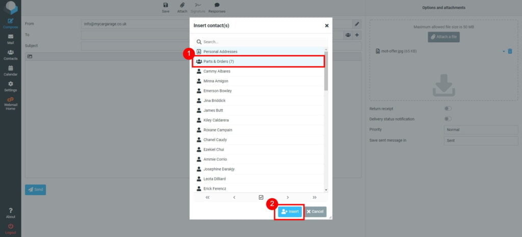 Send Email to Selected Contacts 5 Roundcube Webmail Compose 6 1024X465 1