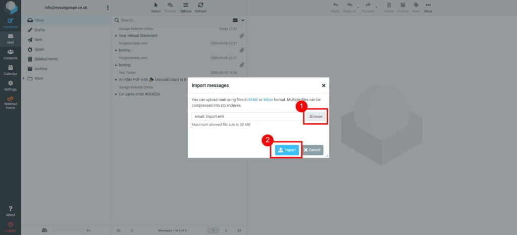 Importing Email Messages 2 Roundcube Webmail Inbox 17 1024X465 1