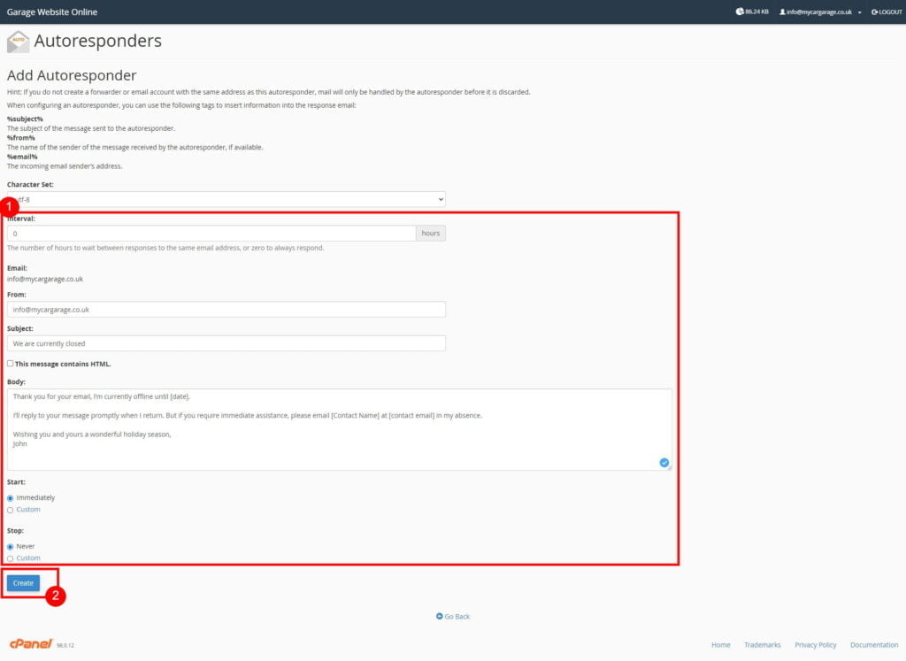How to Setup an Email AutoResponder 5 Webmail Autoresponders 2 1024X747 1