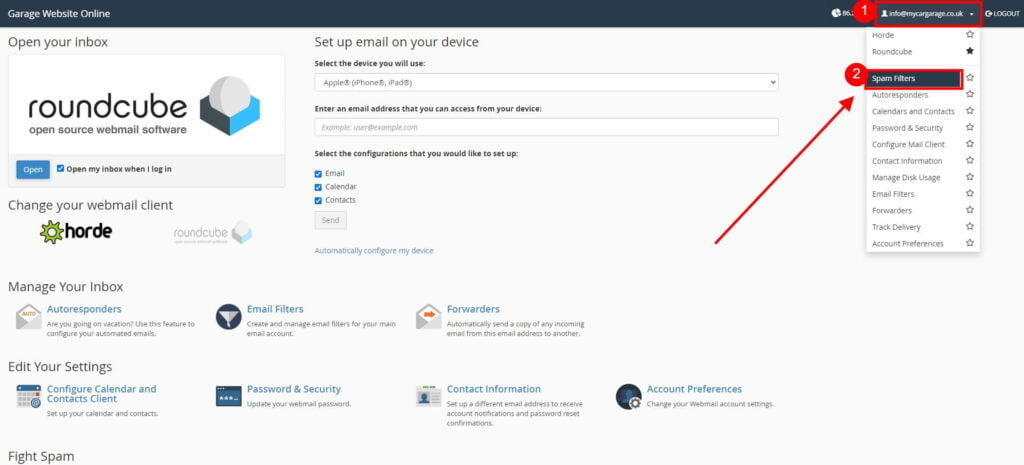 How to set up Spam Filters 3 Webmail Main 2 1024X465 1