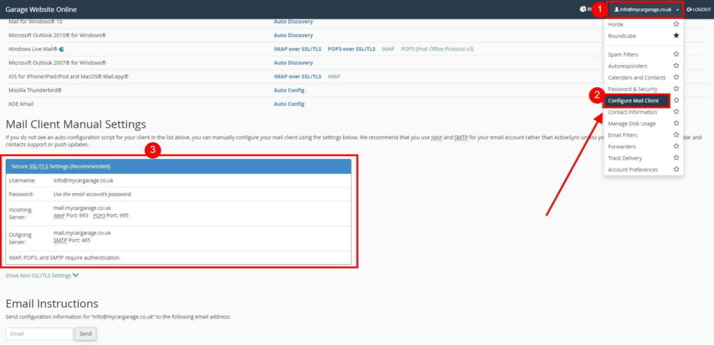 I cannot send email 1 Webmail Set Up Mail Client For Info@Mycargarage.co .Uk 1024X495 1