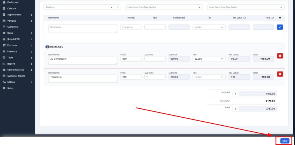 Garage Invoice Purchase Request Add 5