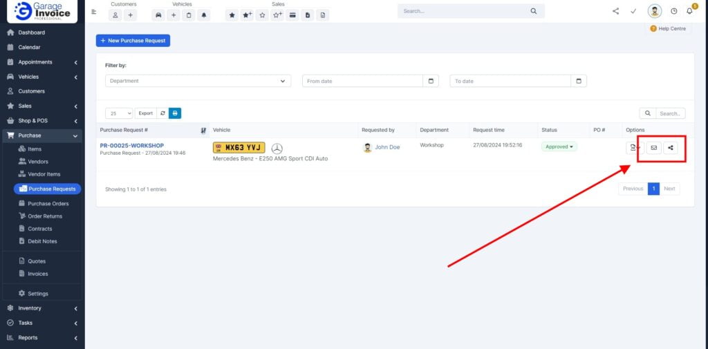Garage Invoice Purchase Request Add 7