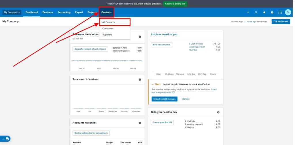 Garage Invoice Reports Export Customers Xero3