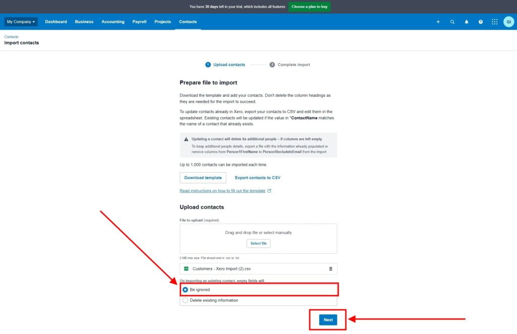 Garage Invoice Reports Export Customers Xero6