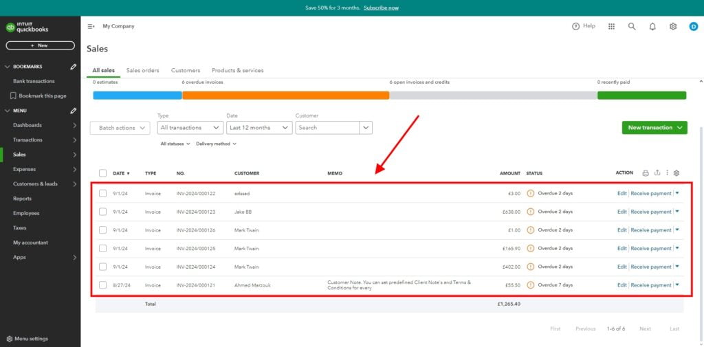 Garage Invoice Reports Export Invoices Quickbooks15